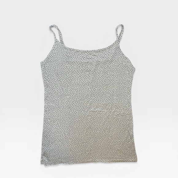 Tops - Women’s White Polka Dot Spaghetti Strap Tank Top